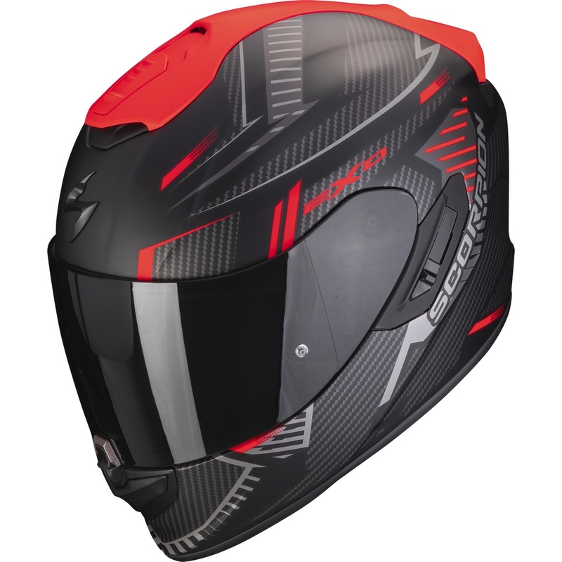 Casco moto integrale Scorpion EXO-1400 EVO Air Shell nero-rosso opaco