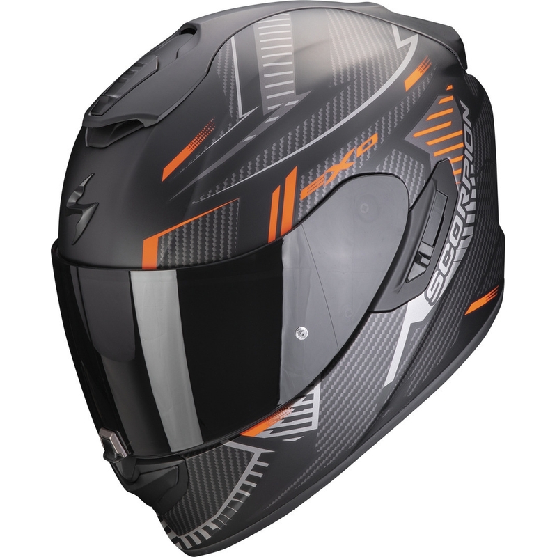 Casco moto integrale Scorpion EXO-1400 EVO Air Shell nero-arancio opaco