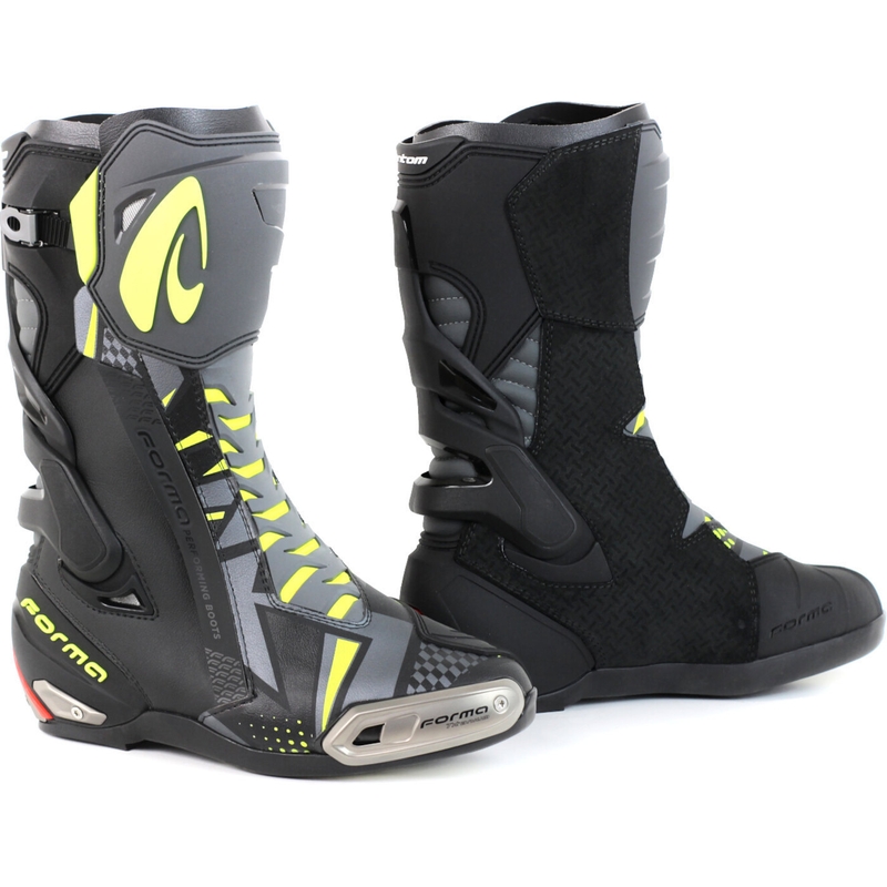 Stivali da moto Forma Phantom nero-grigio-giallo fluo