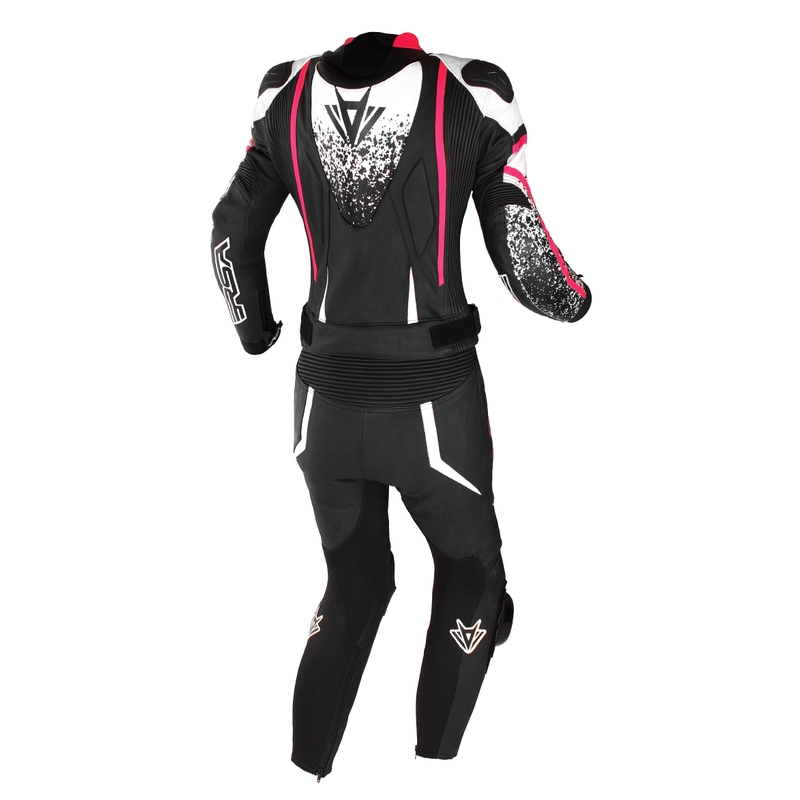 Saldi tuta moto donna RSA GT2 nero-bianco-rosa fluo