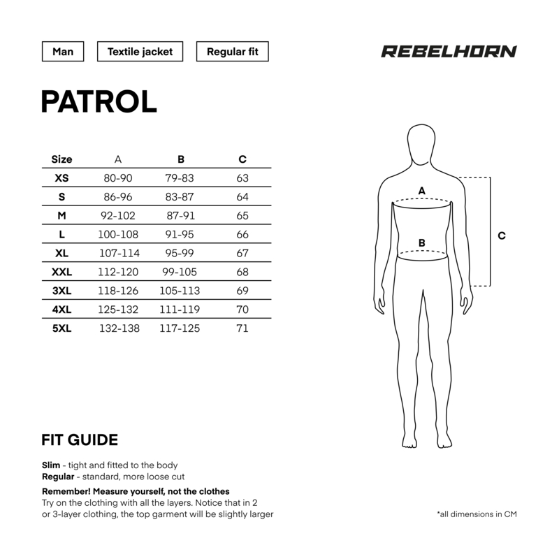 Giacca da moto Rebelhorn Patrol nero-grigio-giallo fluo