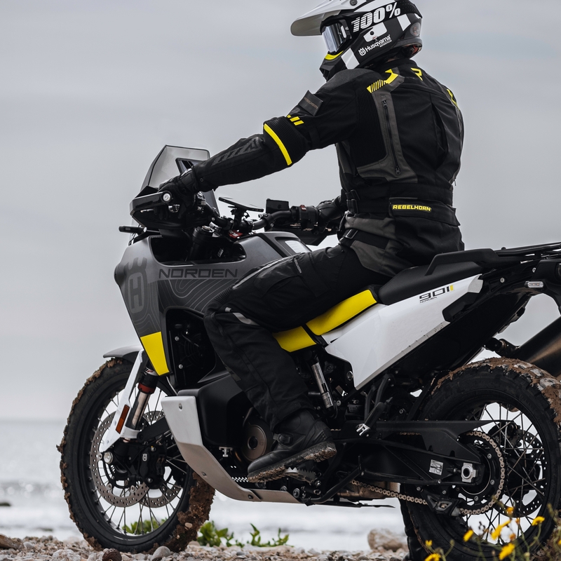 Giacca da moto Rebelhorn Patrol nero-grigio-giallo fluo