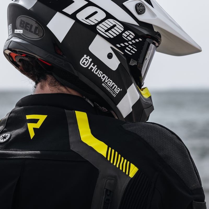 Giacca da moto Rebelhorn Patrol nero-grigio-giallo fluo