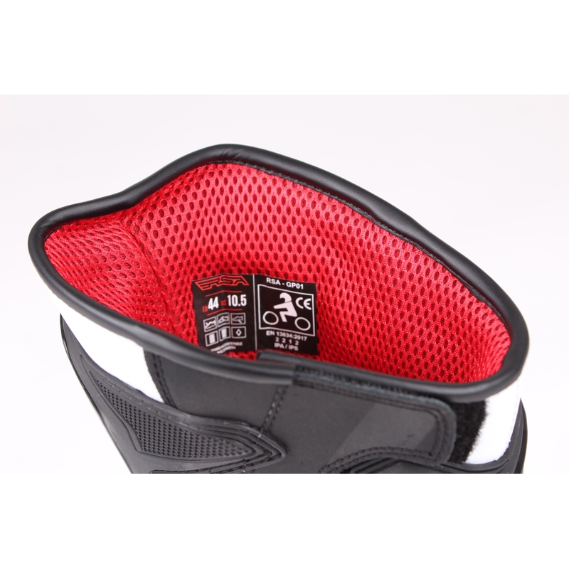 Stivali da moto RSA GP-01 bianco e nero