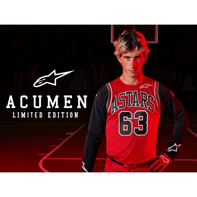Alpinestars Racer Acumen, maglia da motocross per bambini in edizione limitata rossa, nera e bianca