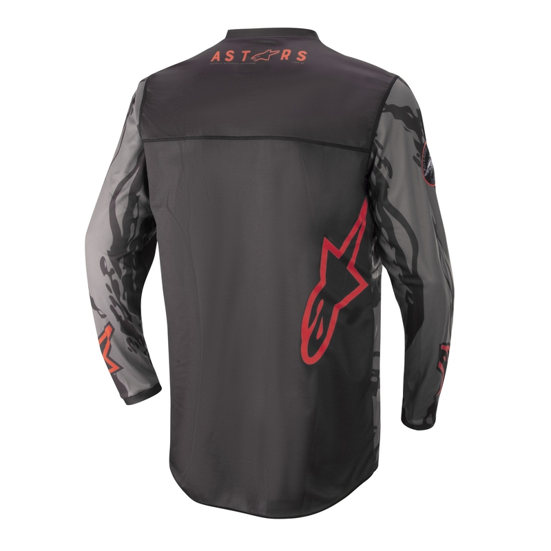 Dětský motokrosový dres Alpinestars Racer Tactical camo černo-šedo-fluo červený