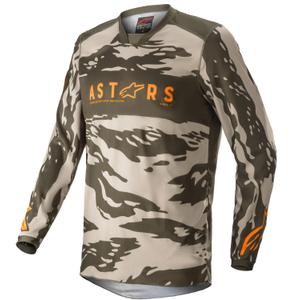 Maglia da motocross da bambino Alpinestars Racer Tactical camo verde-beige-arancio