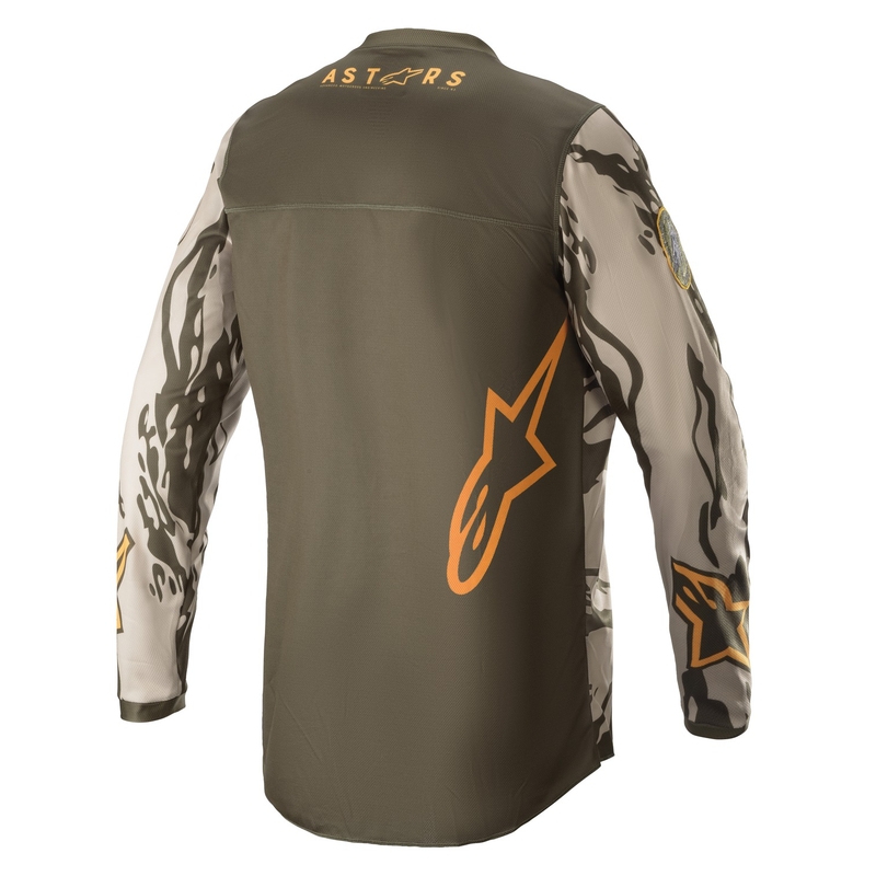 Maglia da motocross da bambino Alpinestars Racer Tactical camo verde-beige-arancio