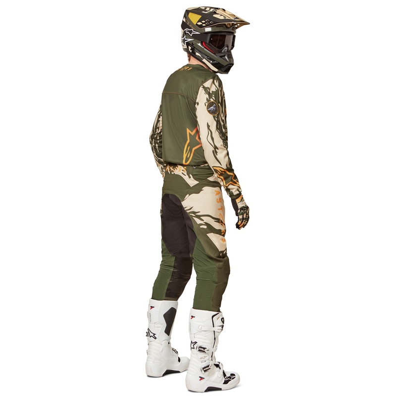 Maglia da motocross da bambino Alpinestars Racer Tactical camo verde-beige-arancio
