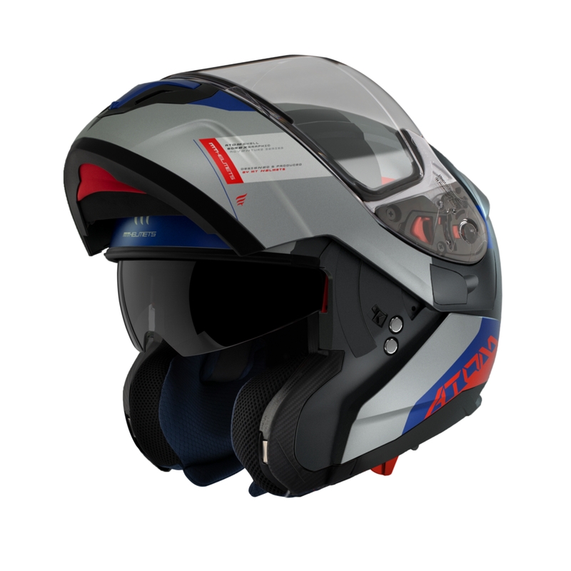 Casco Moto Apribile MT Atom SV Gorex C12 Nero-Grigio-Blu-Rosso Saldi