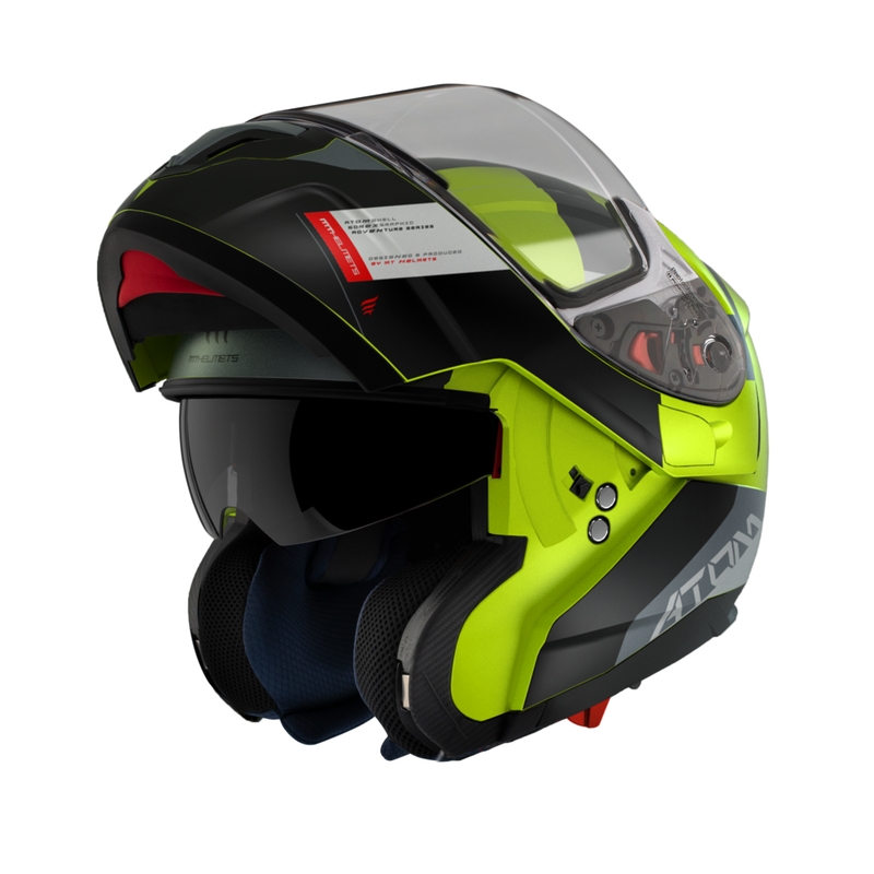 Casco Moto Apribile MT Atom SV Gorex C3 Nero-Grigio-Giallo Fluo Saldi