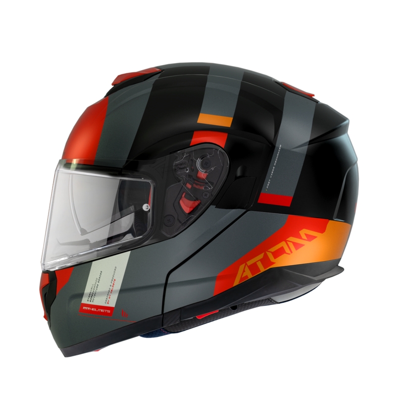 MT Atom SV Gorex B4 nero-grigio-rosso-arancio casco da moto tip-up Saldi