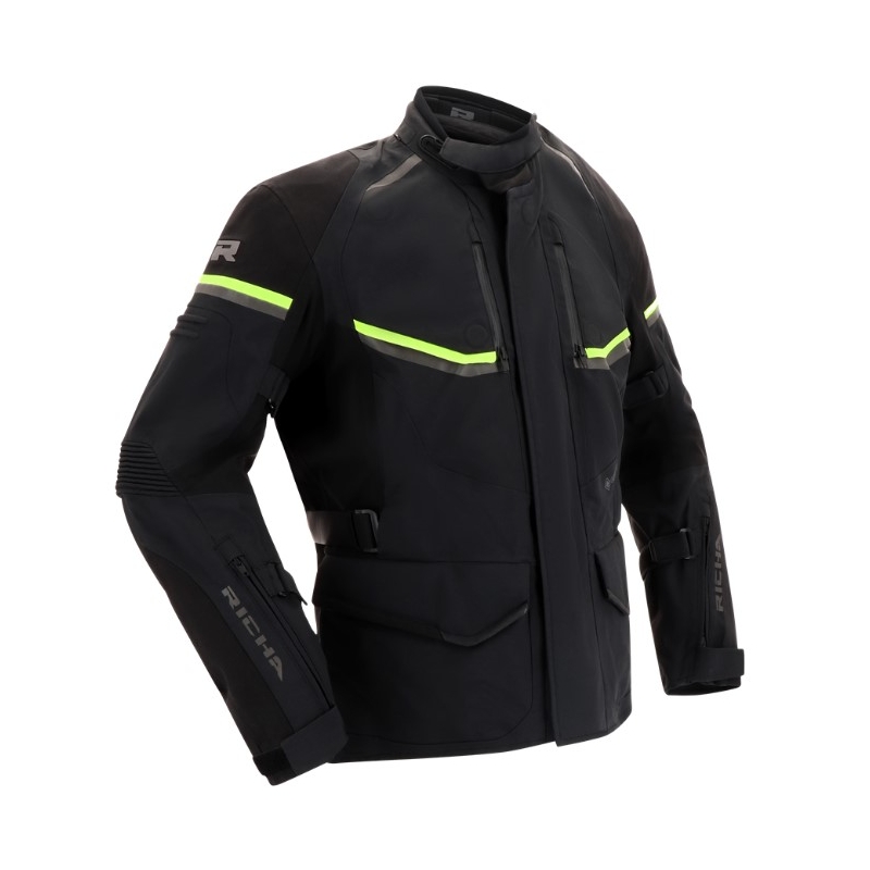 Giacca da moto RICHA Atlantic 2 Gore-Tex nero-giallo fluo Saldi