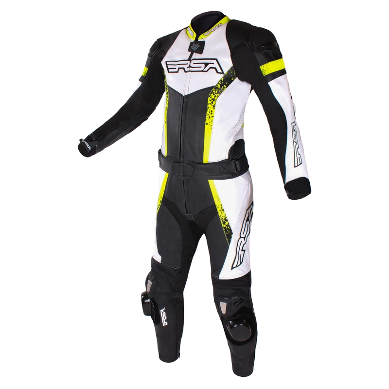 Tuta moto RSA Imola 2 nero-bianco-giallo fluo Saldi