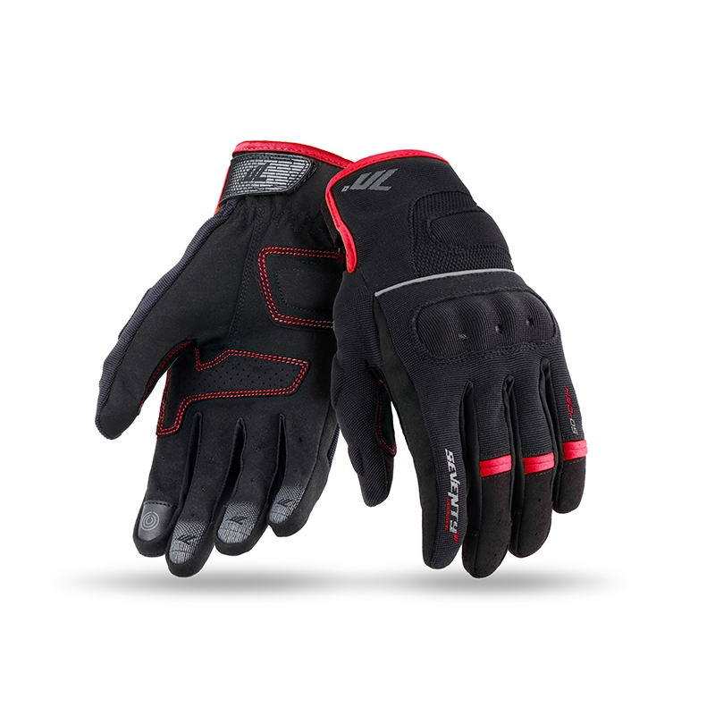 Guanti moto SEVENTY DEGREES SD-C54 nero-rosso