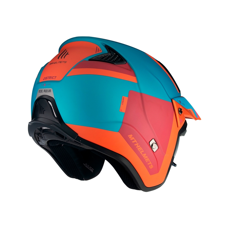 MT District SV Analog D24 casco moto da trial aperto rosso-blu-arancio