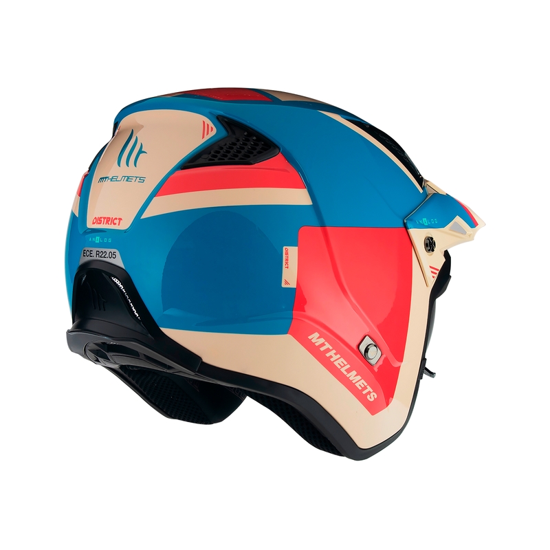 MT District SV Analog D7 casco moto trial aperto rosso-blu-beige