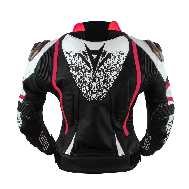 Dámská bunda na motorku RSA Flow II černo-bílo-tmavě růžová výprodej