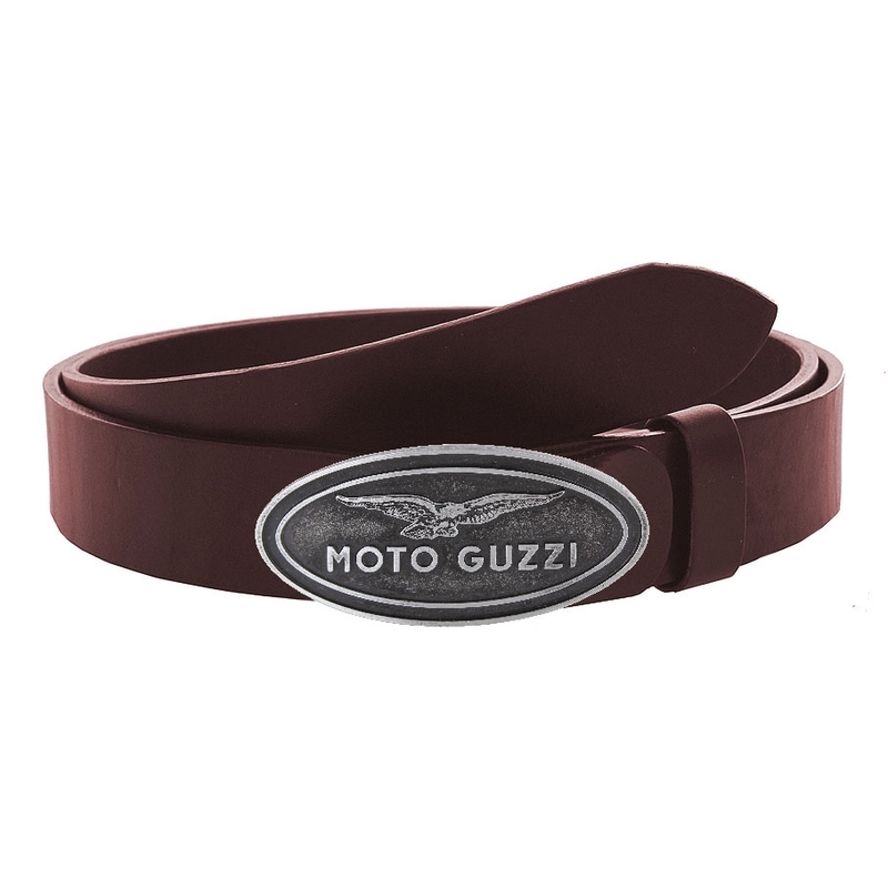 Moto Guzzi cintura in pelle marrone con fibbia