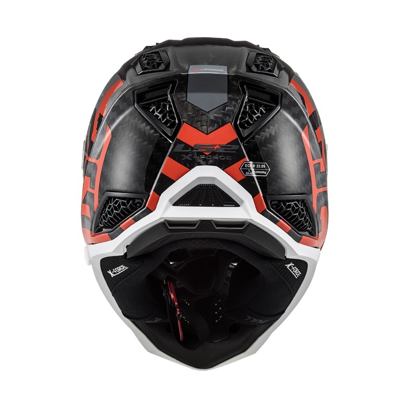 Casco da motocross LS2 MX703 C X-Force Barrier H-V nero-grigio-rosso-giallo