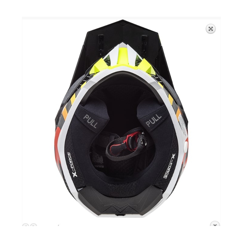 Casco da motocross LS2 MX703 C X-Force Barrier H-V nero-grigio-rosso-giallo