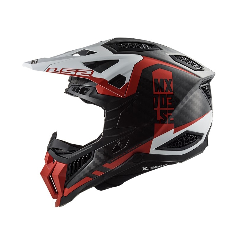 Casco da motocross LS2 MX703 C X-Force Victory nero-rosso-bianco