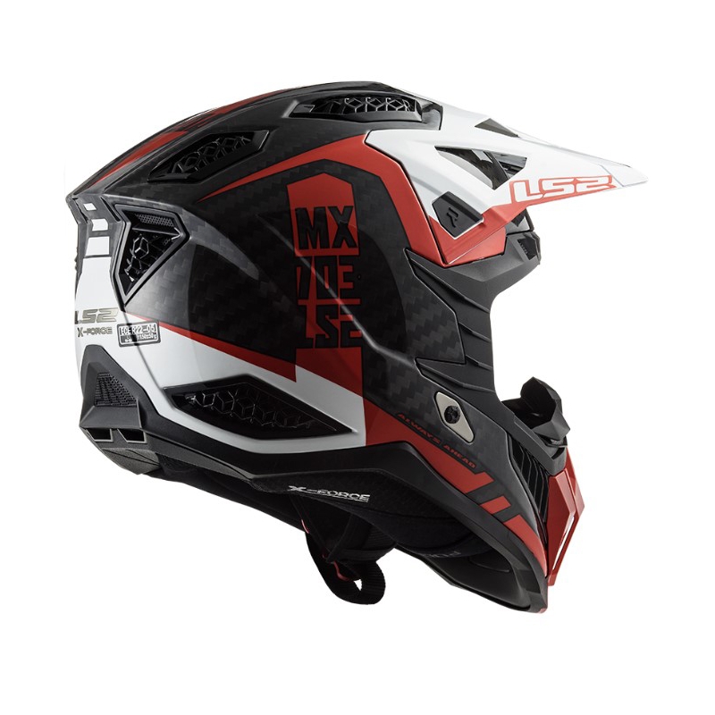 Casco da motocross LS2 MX703 C X-Force Victory nero-rosso-bianco