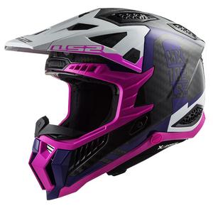 Casco da motocross LS2 MX703 C X-Force Victory nero-bianco-viola-rosa