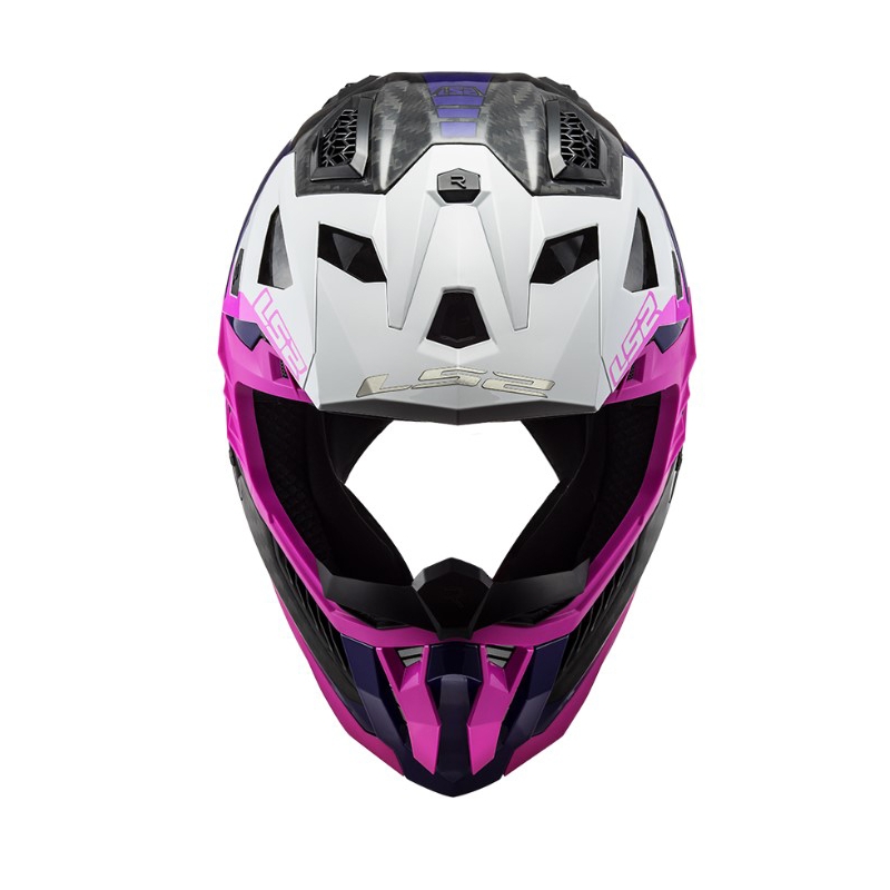Casco da motocross LS2 MX703 C X-Force Victory nero-bianco-viola-rosa