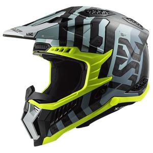 Casco da motocross LS2 MX703 C X-Force Barrier nero-blu-giallo fluo