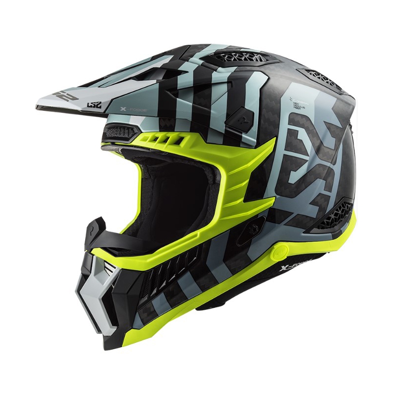 Casco da motocross LS2 MX703 C X-Force Barrier nero-blu-giallo fluo