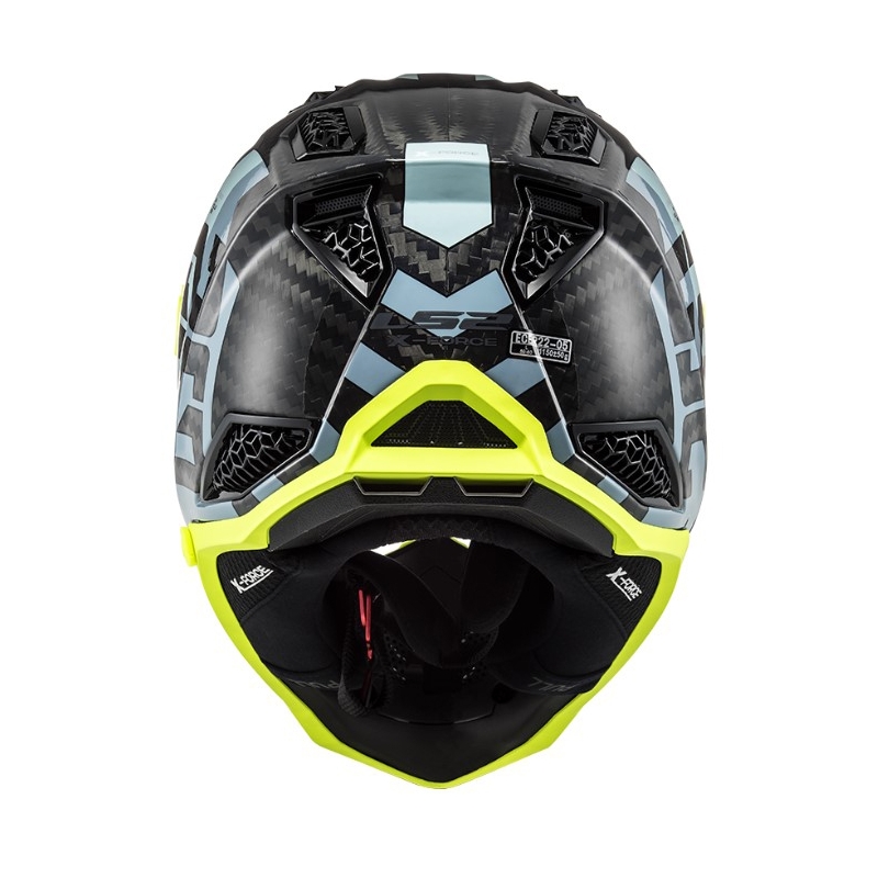 Casco da motocross LS2 MX703 C X-Force Barrier nero-blu-giallo fluo