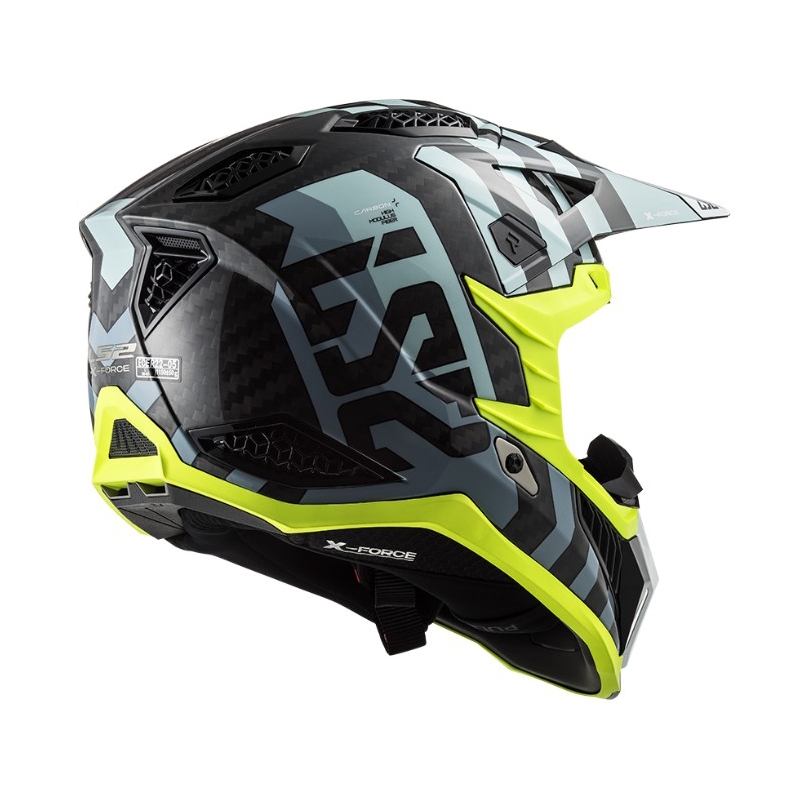 Casco da motocross LS2 MX703 C X-Force Barrier nero-blu-giallo fluo