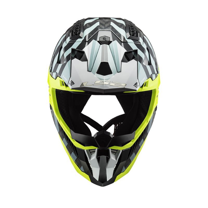 Casco da motocross LS2 MX703 C X-Force Barrier nero-blu-giallo fluo