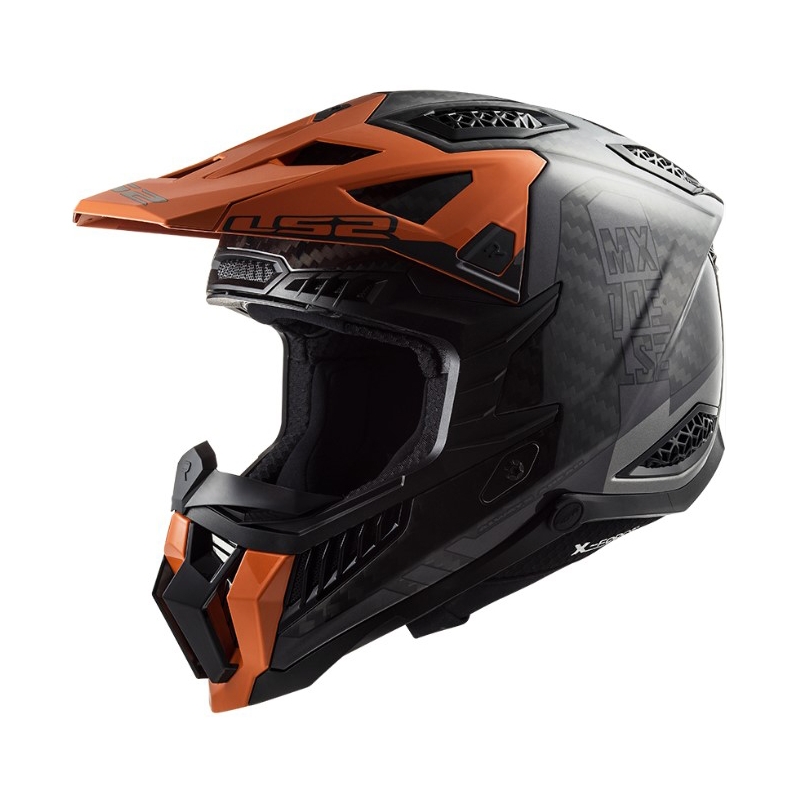 Casco da motocross LS2 MX703 C X-Force Victory nero-titanio-arancio