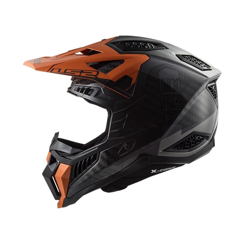 Casco da motocross LS2 MX703 C X-Force Victory nero-titanio-arancio
