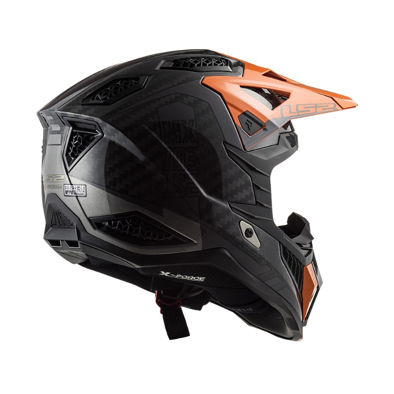 Casco da motocross LS2 MX703 C X-Force Victory nero-titanio-arancio