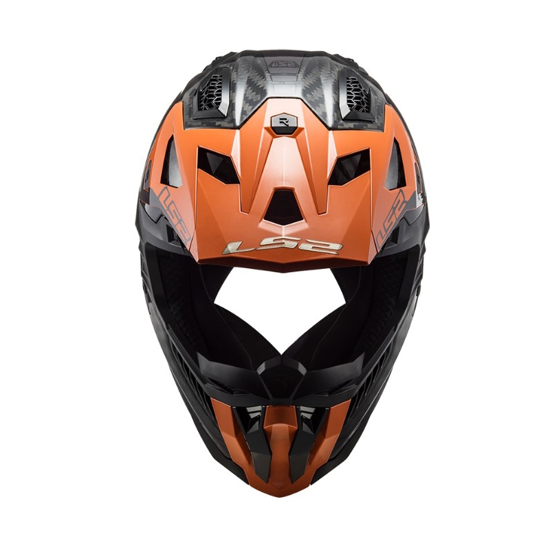 Casco da motocross LS2 MX703 C X-Force Victory nero-titanio-arancio