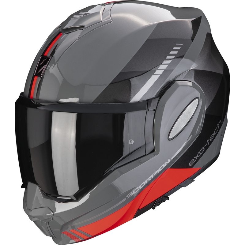 Casco moto pieghevole Scorpion EXO-TECH EVO Genre grigio-nero-rosso