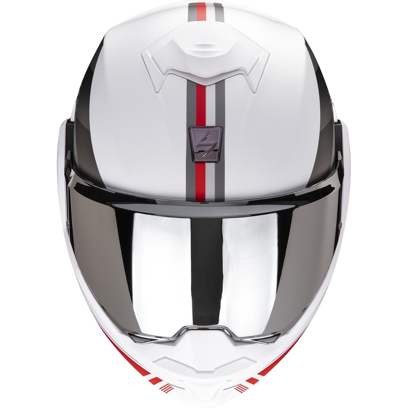 Casco moto pieghevole Scorpion EXO-TECH EVO Genre bianco-argento-rosso Saldi