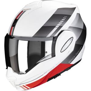 Casco moto pieghevole Scorpion EXO-TECH EVO Genre bianco-argento-rosso