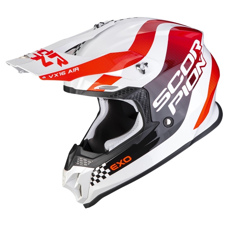 Casco da motocross Scorpion VX-16 EVO AIR SOUL bianco-rosso