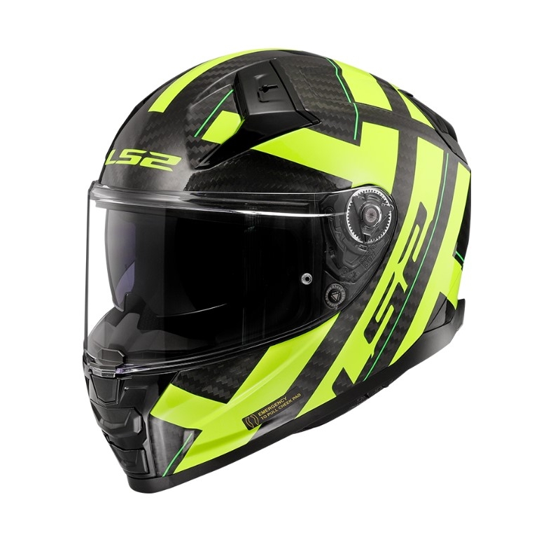 LS2 FF811 Vector II C Strong casco da moto integrale nero-giallo fluo