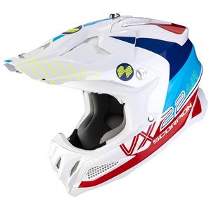Casco da motocross Scorpion VX-22 Air Ares bianco-blu-rosso