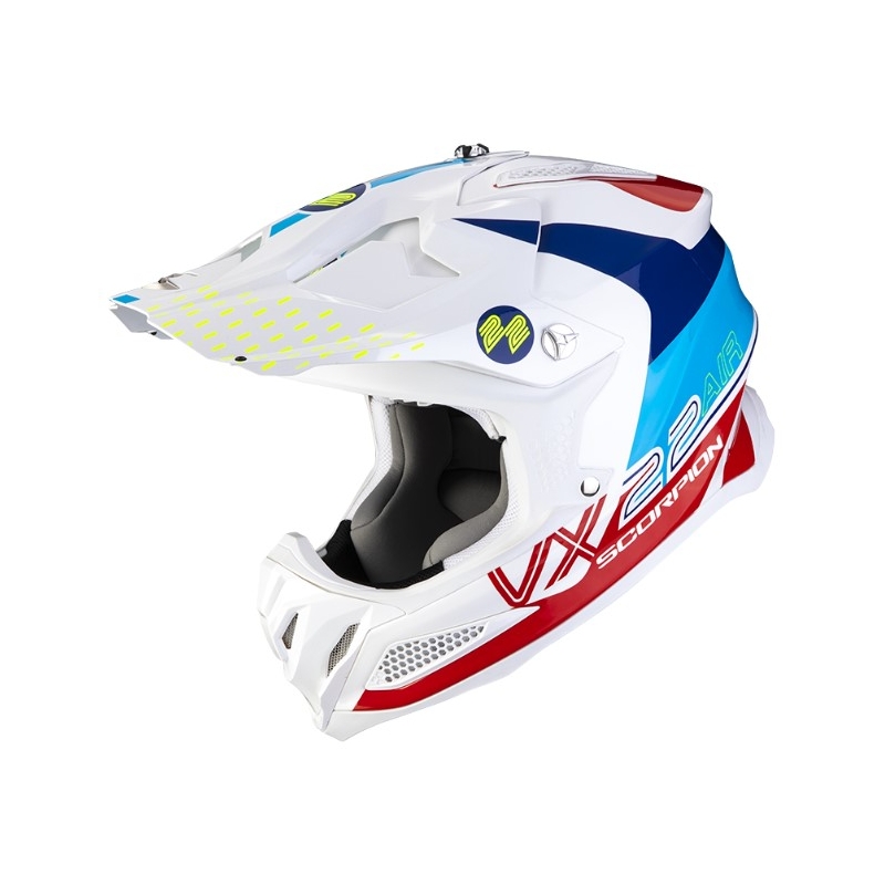 Casco da motocross Scorpion VX-22 Air Ares bianco-blu-rosso