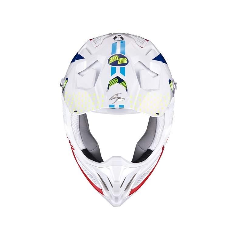 Casco da motocross Scorpion VX-22 Air Ares bianco-blu-rosso