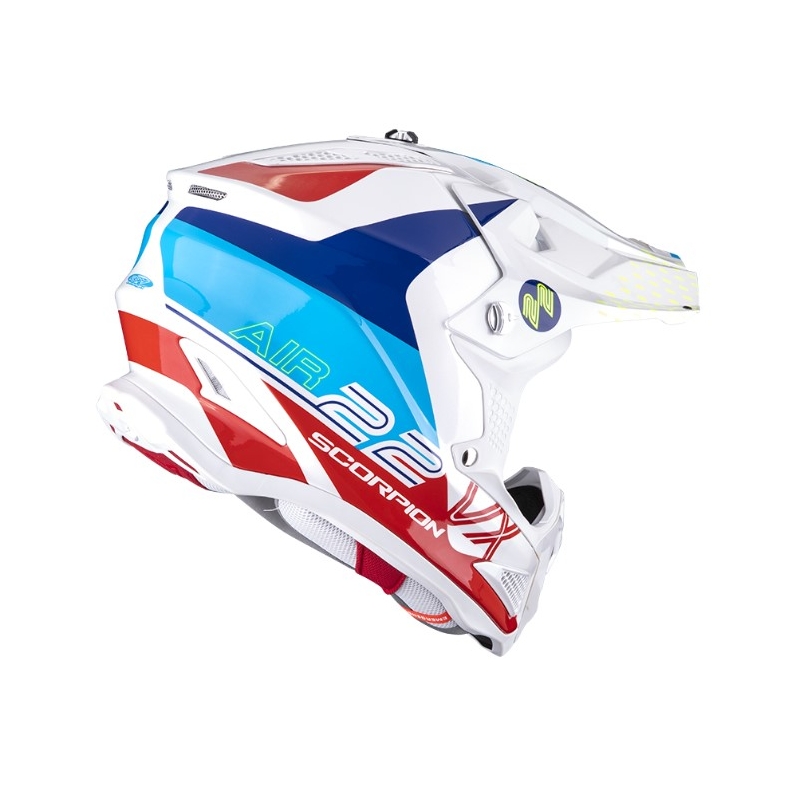 Casco da motocross Scorpion VX-22 Air Ares bianco-blu-rosso