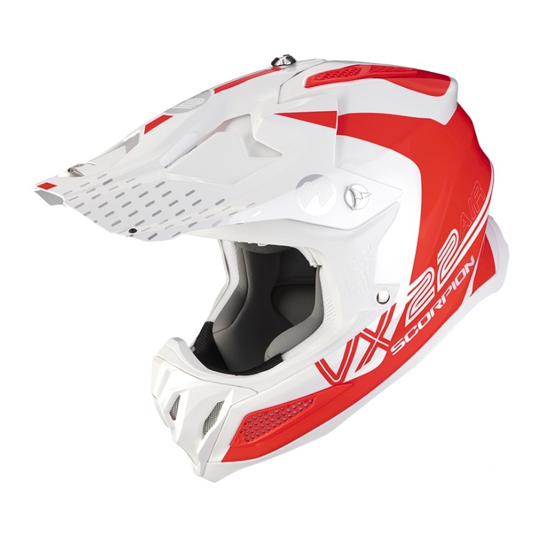 Casco da motocross Scorpion VX-22 Air Ares bianco-rosso