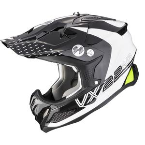 Casco da motocross Scorpion VX-22 Air Ares nero-bianco-giallo fluo