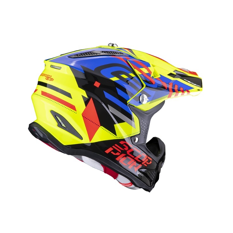 Casco da motocross Scorpion VX-22 Air Neox nero-rosso-blu-giallo fluo